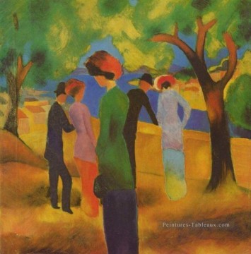 Une femme en veste verte August Macke Peinture à l'huile